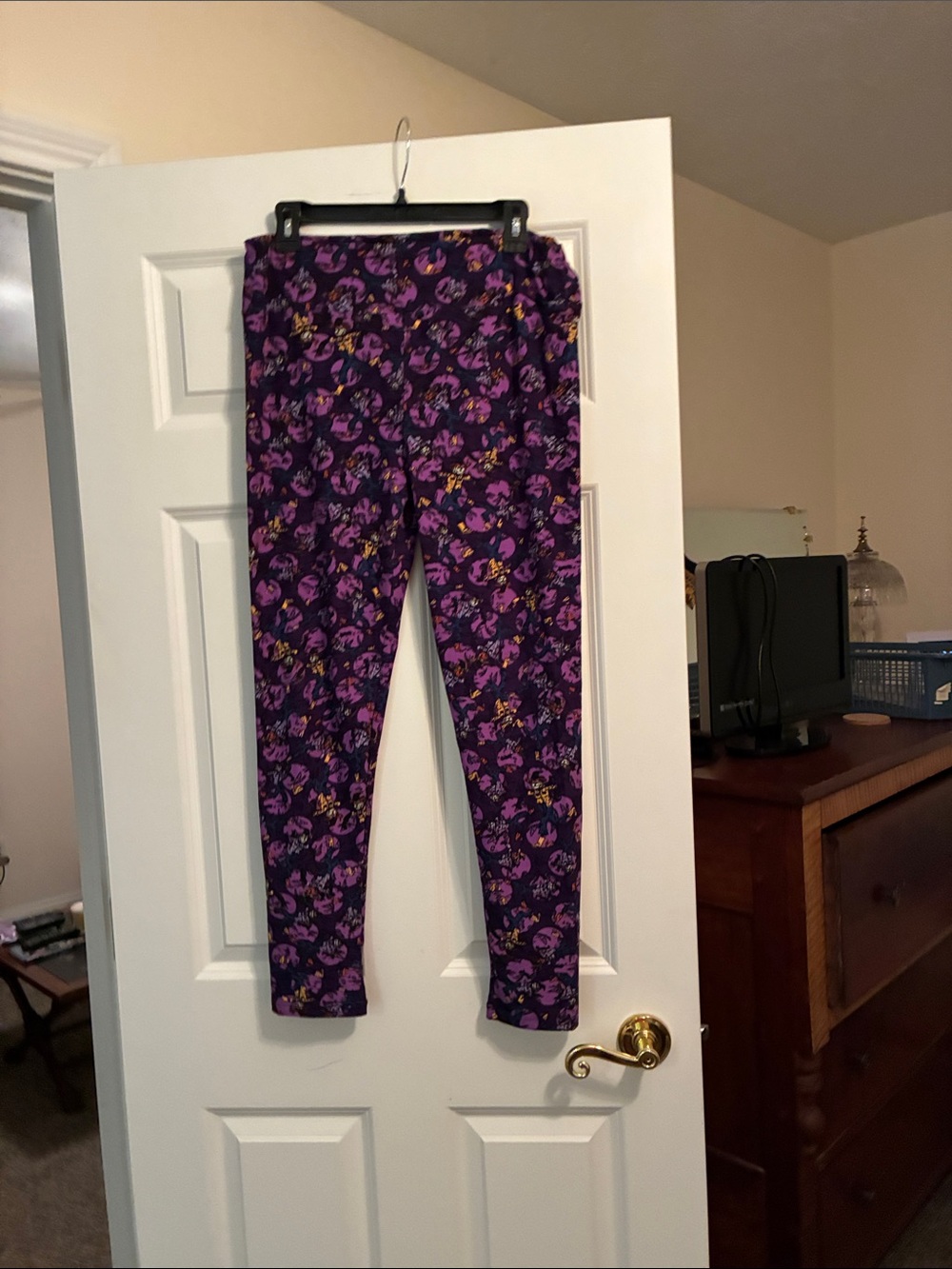 Purple Floral Print Leggings Halloween